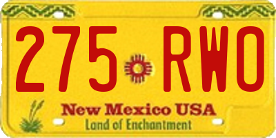 NM license plate 275RWO