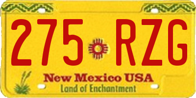 NM license plate 275RZG