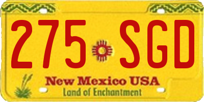 NM license plate 275SGD