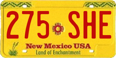 NM license plate 275SHE