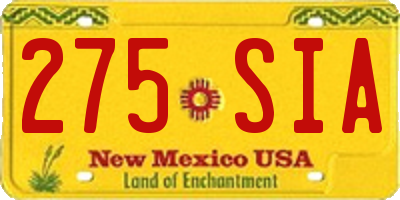 NM license plate 275SIA