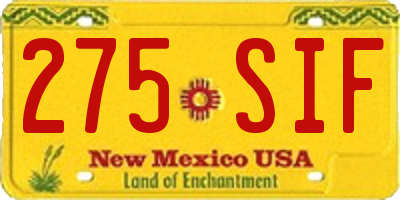 NM license plate 275SIF