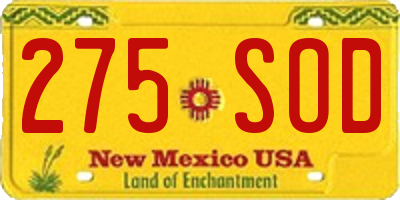 NM license plate 275SOD