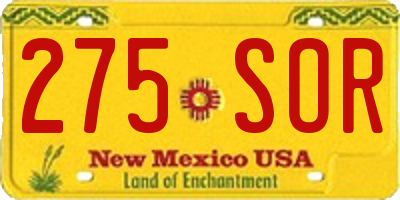 NM license plate 275SOR