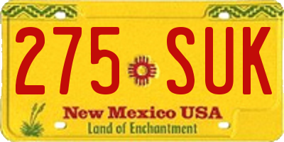 NM license plate 275SUK