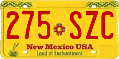 NM license plate 275SZC