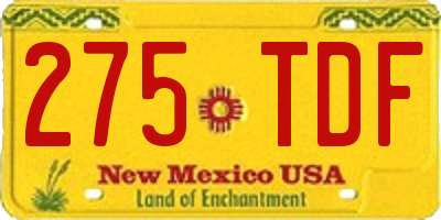 NM license plate 275TDF
