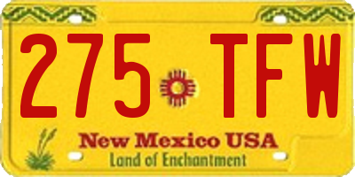 NM license plate 275TFW