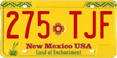 NM license plate 275TJF