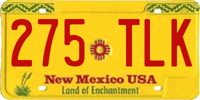 NM license plate 275TLK
