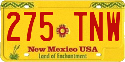 NM license plate 275TNW