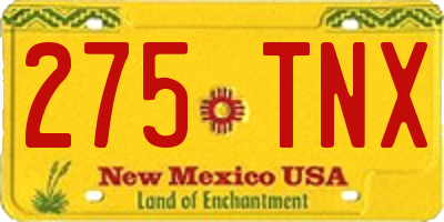 NM license plate 275TNX