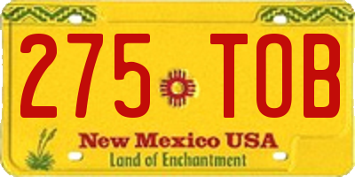 NM license plate 275TOB