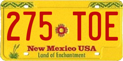 NM license plate 275TOE
