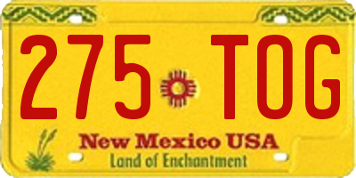 NM license plate 275TOG