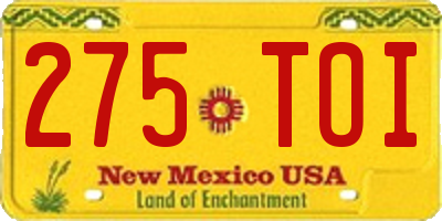 NM license plate 275TOI