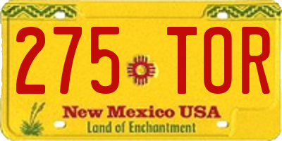 NM license plate 275TOR