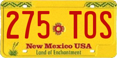 NM license plate 275TOS