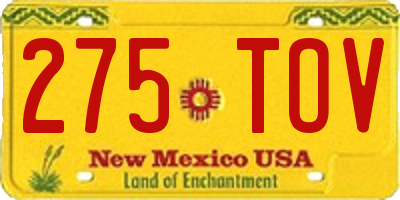 NM license plate 275TOV