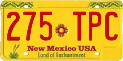 NM license plate 275TPC