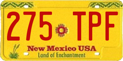 NM license plate 275TPF