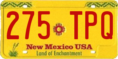 NM license plate 275TPQ