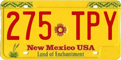 NM license plate 275TPY