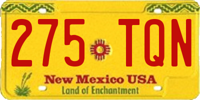 NM license plate 275TQN