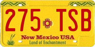 NM license plate 275TSB