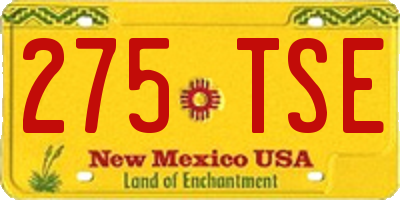 NM license plate 275TSE