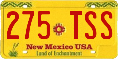 NM license plate 275TSS