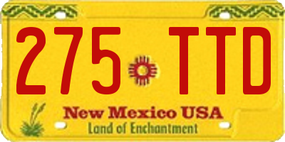 NM license plate 275TTD