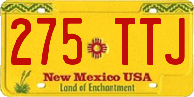 NM license plate 275TTJ