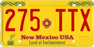 NM license plate 275TTX
