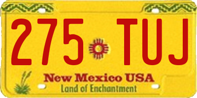 NM license plate 275TUJ