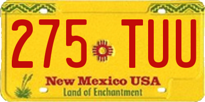 NM license plate 275TUU