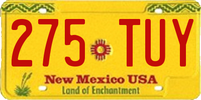 NM license plate 275TUY