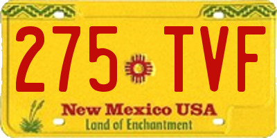 NM license plate 275TVF