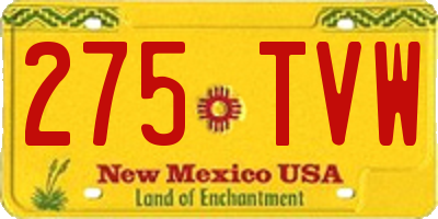 NM license plate 275TVW