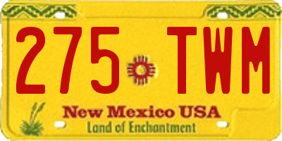 NM license plate 275TWM