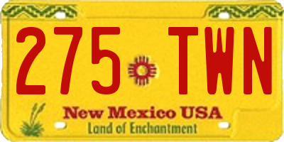 NM license plate 275TWN