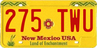 NM license plate 275TWU