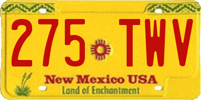 NM license plate 275TWV