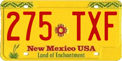 NM license plate 275TXF