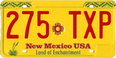 NM license plate 275TXP