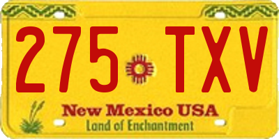 NM license plate 275TXV