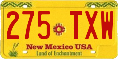 NM license plate 275TXW