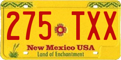 NM license plate 275TXX