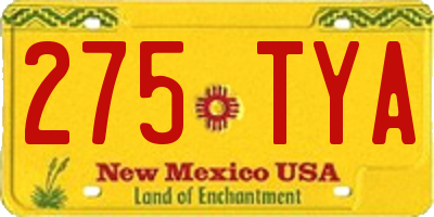 NM license plate 275TYA