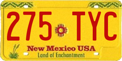 NM license plate 275TYC